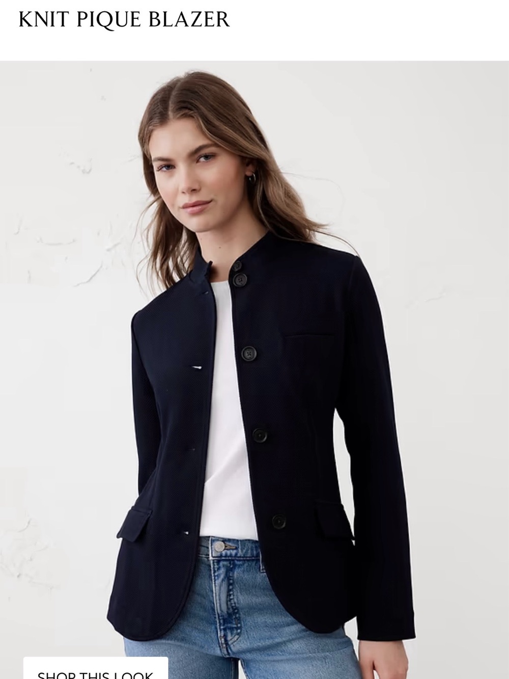 Knit Pique Blazer - Navy